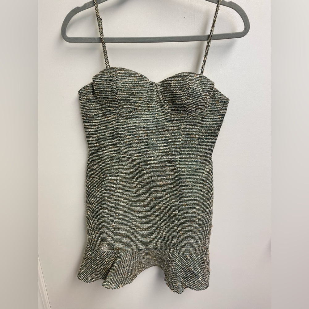 Lovers + Friends Spaghetti Strap Tweed Dress in Black and Gray
